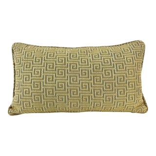 Contemporary Beacon Hill Gold Greek Key Lumbar Decorative Pillow For Sale