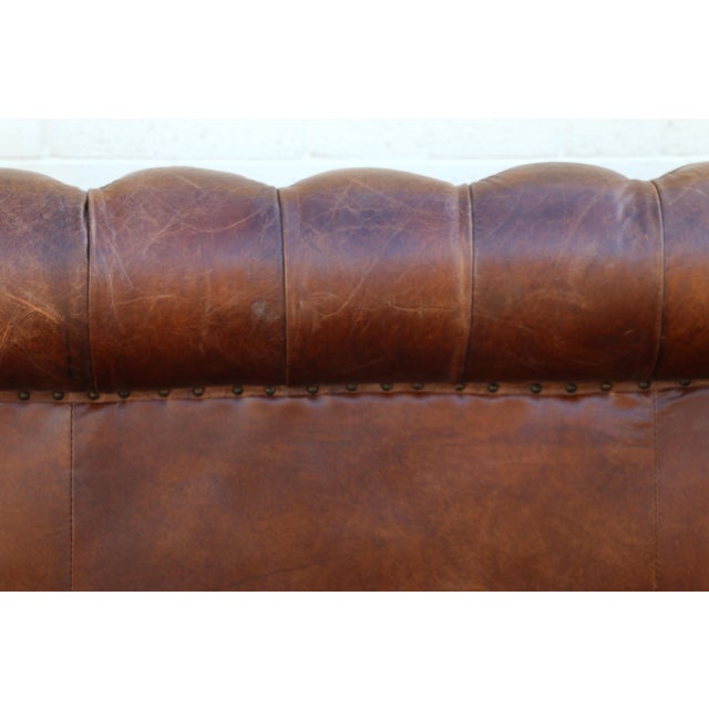 21st Century English Chesterfield Sofa by Restoration Hardware in Aged Brown Leather For Sale - Image 16 of 18