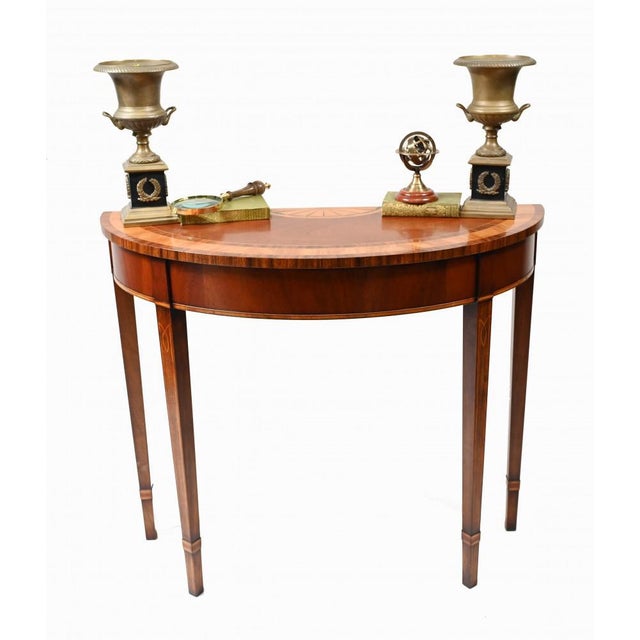 Regency Demi Lune Console Table in Maohogany For Sale - Image 4 of 8