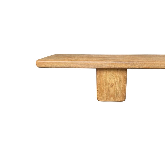Wood Monumental Solid Teak Wood Bench, Hand-Crafted, Modern Organic, 106" Width For Sale - Image 7 of 14