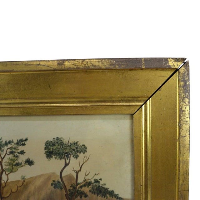 Paint Antique Watercolor on Paper Landscape Painting With Figures 19thC For Sale - Image 7 of 12