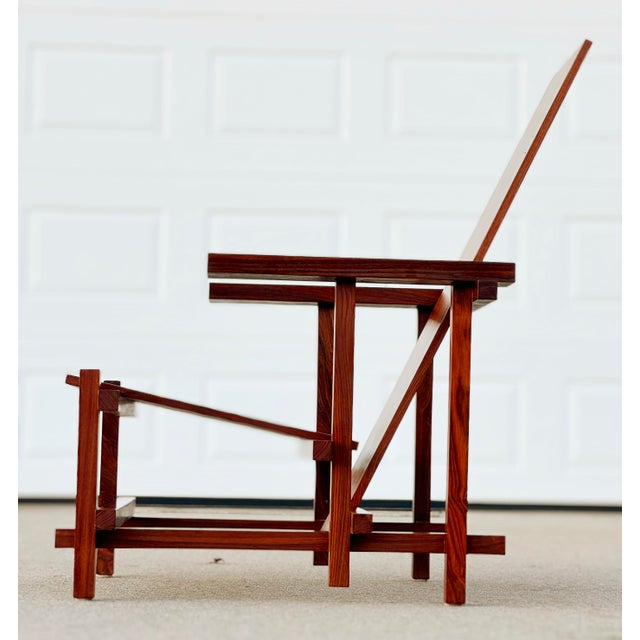 1960s Attributed to Gerrit Rietveld 1917 Designed Red and Blue Chair Studio Reproduction 1960s Rosewood For Sale - Image 5 of 6