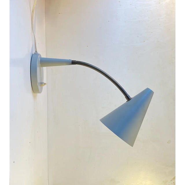 Small fully adjustable Table Lamp or wall light with flexible brass goose neck. Manufactured and designed by E. S. Horn in...