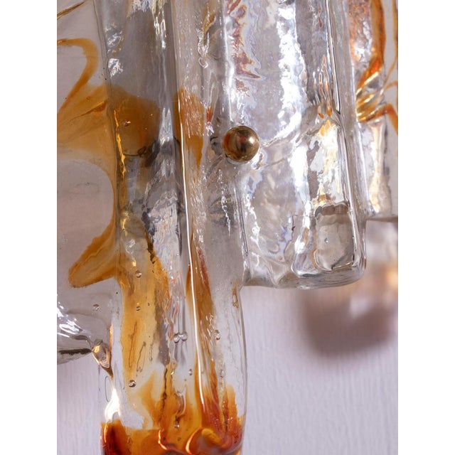 Amber Murano Glass and Brass Lava Wall Sconces by J. T. Kalmar, Austria, 1960s, Set of 2 For Sale - Image 6 of 11
