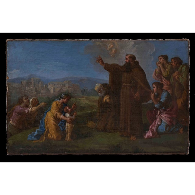 18th C. Italian School Biblical Scene Painting Oil on Canvas Painting has been beautifully realigned and restored 9" x 14"