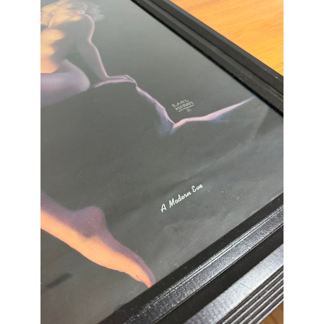 Mid-Century Modern Vintage Earl Moran "A Modern Eve" Framed Pin-Up Print | Hollywood Glamour | Mid-Century Wall Art | 20 X 24 For Sale - Image 3 of 8