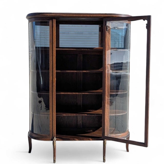 Edwardian Curved Glass Demi-Lune Display Cabinet, 20th Century For Sale - Image 11 of 16