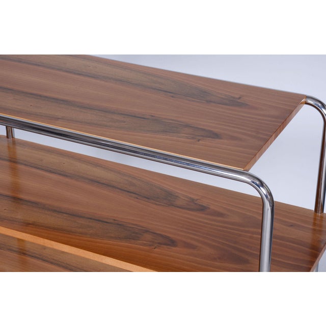 Bauhaus Czech Bauhaus Etagere in Walnut and Chrome-Plated Steel from by Kovona, 1940s For Sale - Image 3 of 9