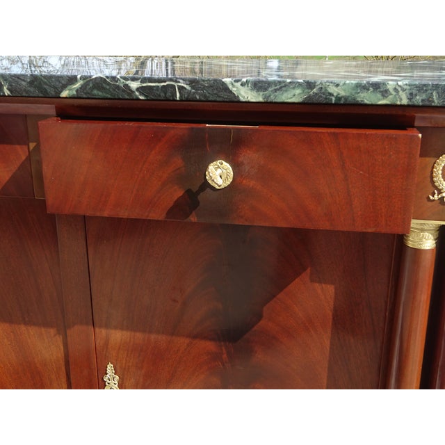 Wood Empire Style Flamed Mahogany Sideboard with Sea-Green Marble Top For Sale - Image 7 of 18