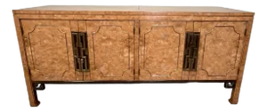 Mastercraft Hollywood Regency Burl Wood and Brass Sideboard Credenza, 1970s
