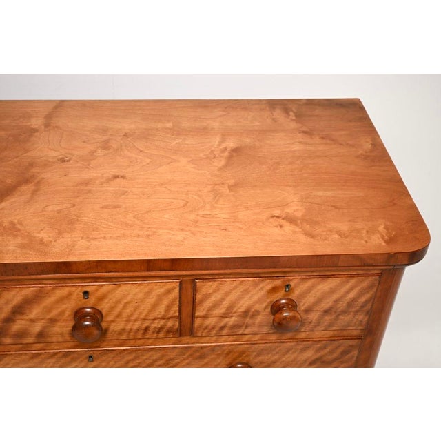 Wood Large Antique Victorian Satin Wood Chest of Drawers, 1840 For Sale - Image 7 of 10