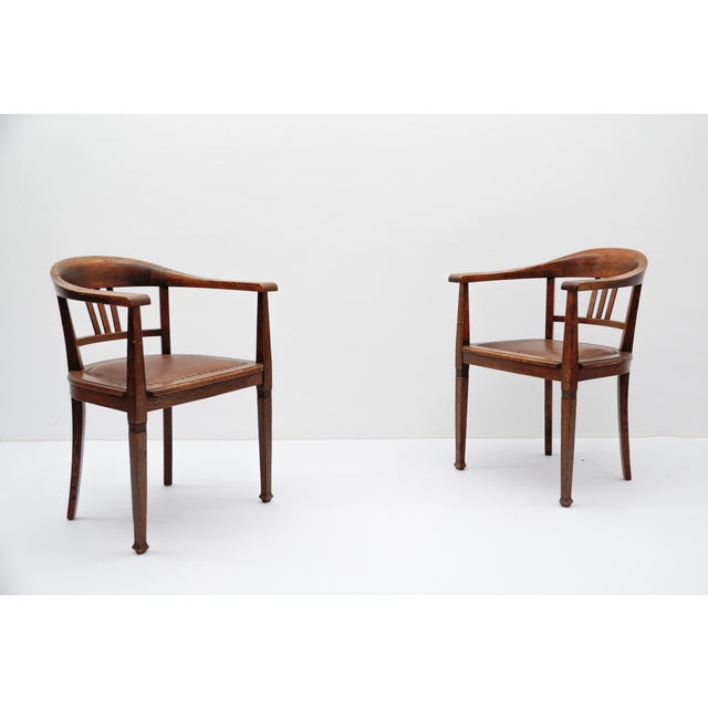 Vintage German Art Deco Armchairs in Wood and Leather, 1930s, Set of 2 For Sale - Image 17 of 17