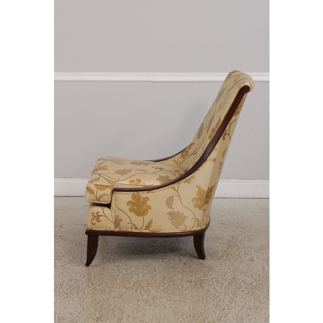 1980s Pair of Drexel Heritage Upholstered Mahogany Slipper Chairs For Sale - Image 5 of 18
