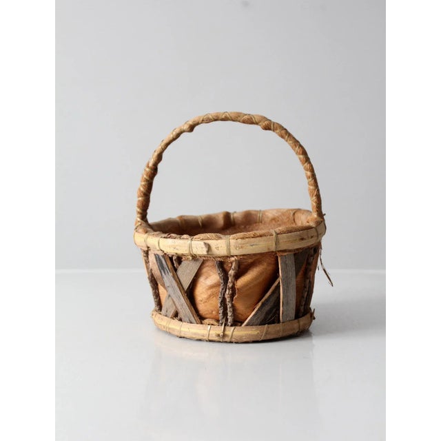 Vintage Rustic Bark Basket For Sale - Image 10 of 10