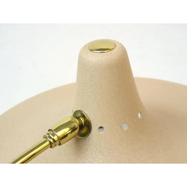 Witch's Hat Table Lamp in Brass with Dark Beige Shrink Varnish, Germany, 1950s For Sale - Image 17 of 18
