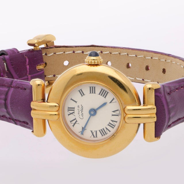 Metal 1980s Cartier Must De Colisee Vermeil 590002 Ladies 24mm Watch Box/Papers For Sale - Image 7 of 15