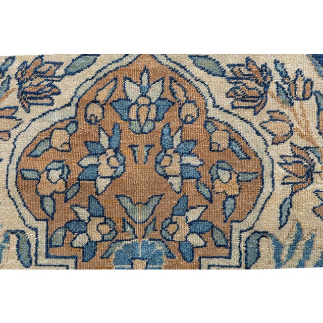 Authentic 1900s Persian Kirman Botanic Handmade Wool Carpet For Sale - Image 10 of 10