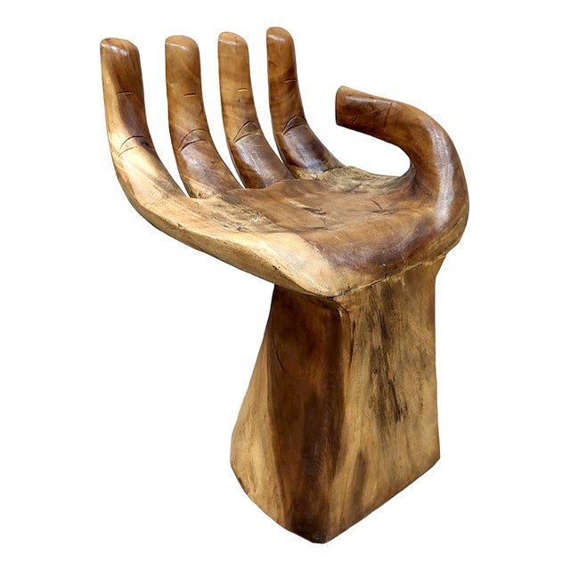 Wooden Handcrafted Carved Hand Chair For Sale