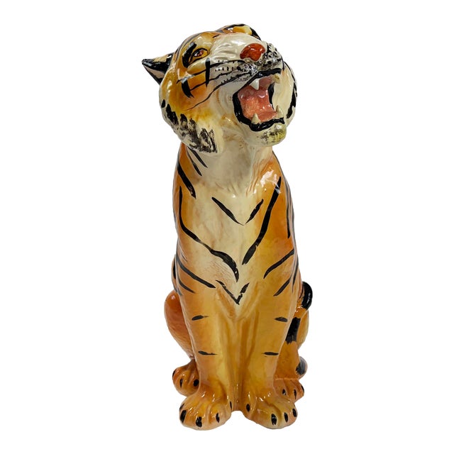 Vintage Italian HandPainted Tiger Statue Chairish