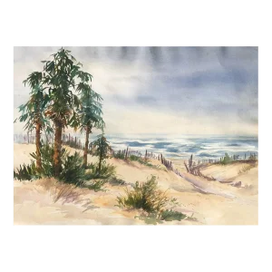 1970s Ingrid Hofer Beach Scene Painting