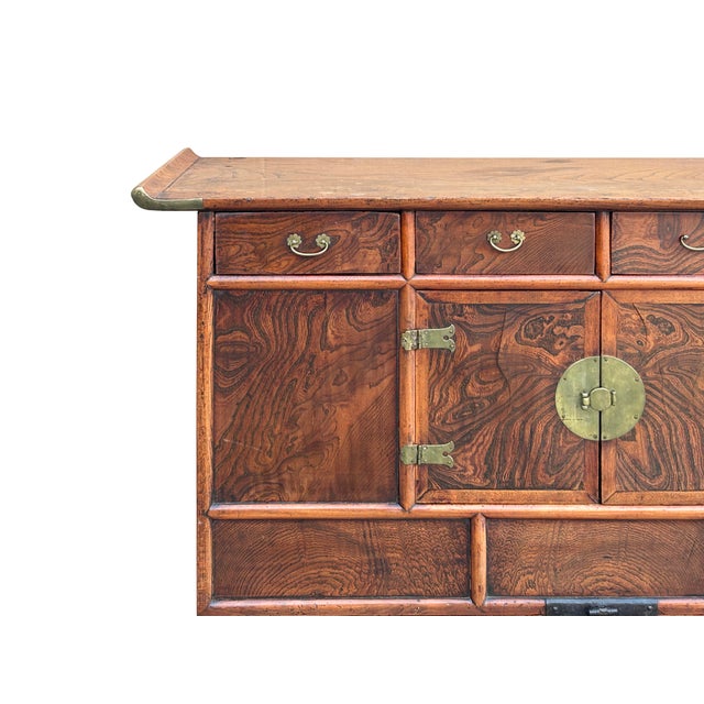 1970s Oriental Brown Brass Hardware Drawers Accent Storage Cabinet For Sale In San Francisco - Image 6 of 12