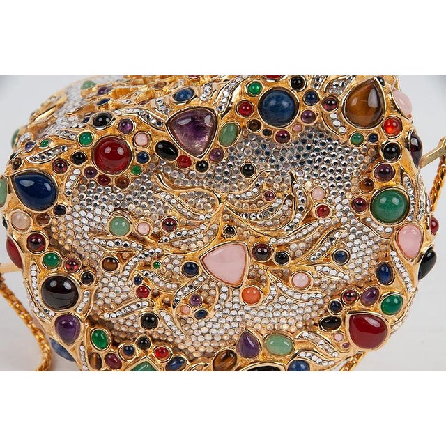 80s Judith Leiber Snuff Box Gemme Russe Cristallo Gemstones Crystal Minaudière Evening Bag Vintage For Sale - Image 12 of 15