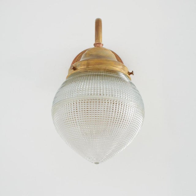 Decorative Acorn Holophane Brass Wall Light For Sale - Image 4 of 10