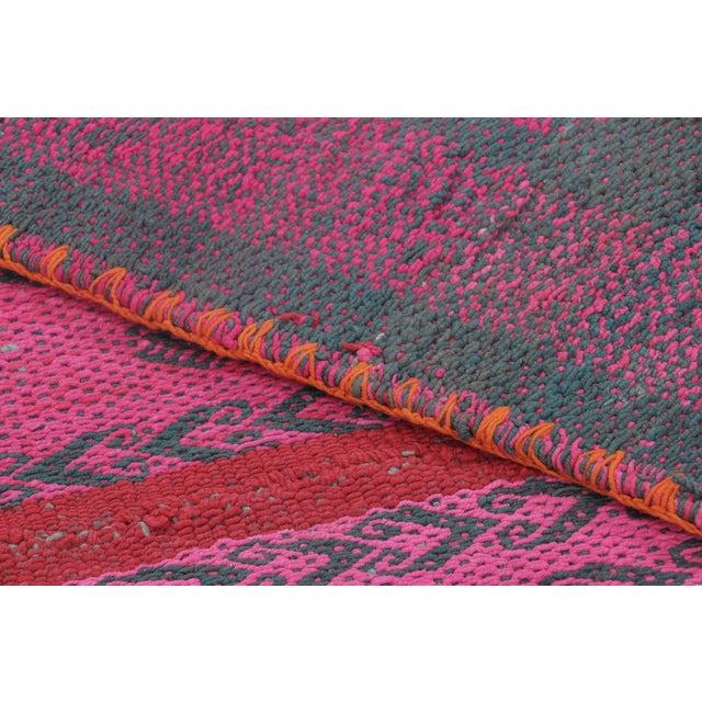 Textile Vintage Frazada Kilim in Pink & Charcoal Geometric Pattern - Rug & Kilim For Sale - Image 7 of 7