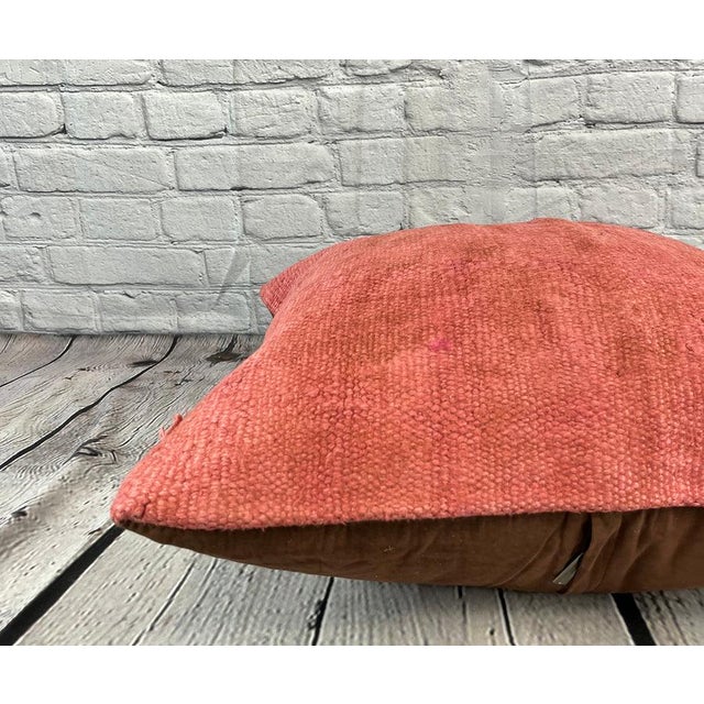 20 x 20 Hemp Pillow Turkish Cushion Natural Pinkish Red Pillow Cushion Cover For Sale - Image 4 of 4