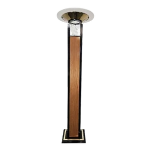 1980s Charles Hollis Jones Lucite Attributed Wood Brass Floor Lamp Torchiere " Pegasus"