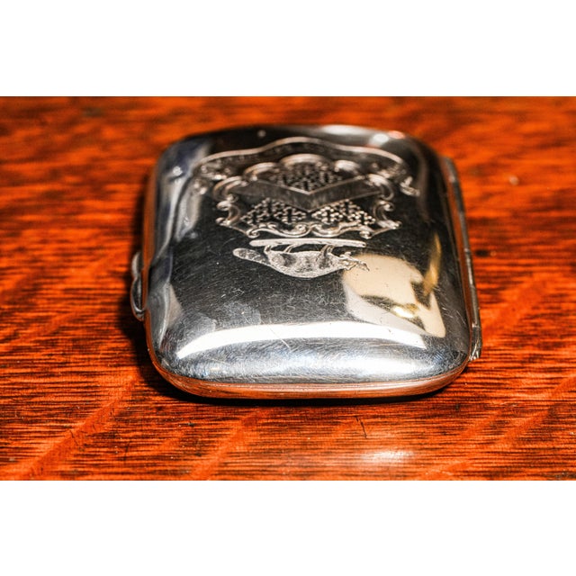Superb Antique Sterling Silver Cigarette Case Holder Armorial Heraldic Tobacciana For Sale - Image 11 of 13