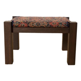 Reclaimed Antique Rug Fragment Footstool For Sale