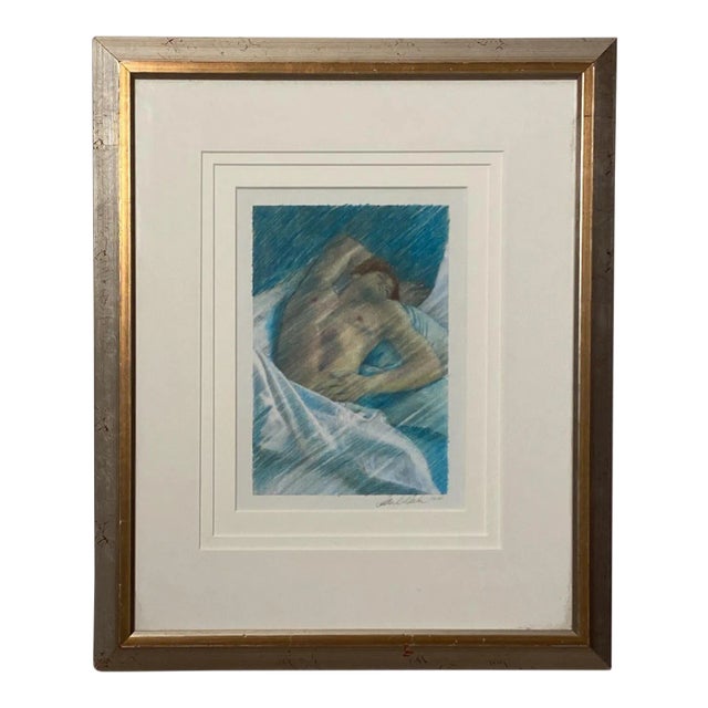Vintage Etching of a Sleeping Person For Sale