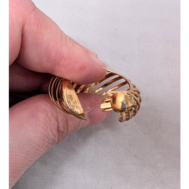 Gold Vintage 1968 Signed Napier Goldtone Slatted Hoop Clip Earrings, Vogue Ad Piece-2 Pieces For Sale - Image 8 of 11