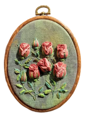 3d Rose Stumpwork Embroidery Art, Framed Botanical Sculpture, Handmade Floral Wall Decor