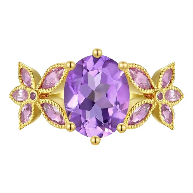 Kai Rose De France Amethyst Pink Sapphire Ring in 14k Solid Gold, size 9.5 For Sale