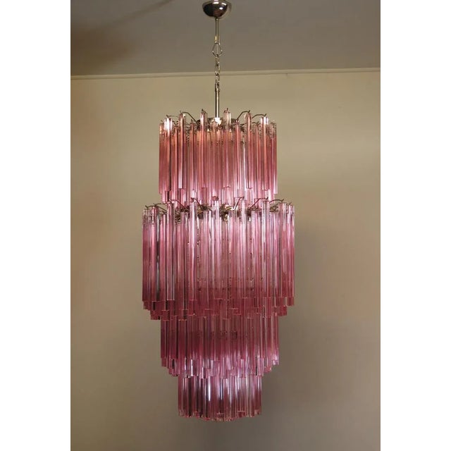 Murano Chandelier Pink Prism Glass, 242 Pieces For Sale In Los Angeles - Image 6 of 6