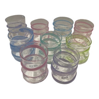 1990s Blown Art Glass Barware - Set of Nine For Sale