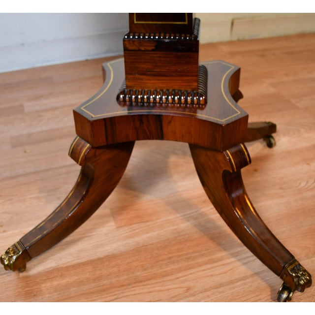 19th Century English Rosewood & Brass Inlaid Octagonal Center Table For Sale - Image 11 of 17