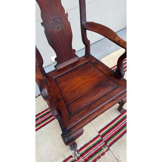 A Very Fine Antique Chinese Export Hongmu Queen Anne Arm Chair, 18th Century For Sale - Image 10 of 18