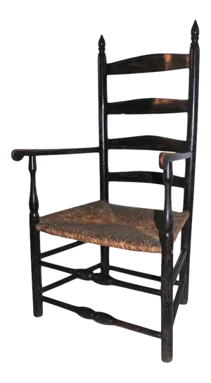 18th Century Original Black Painted Ladder Back Armchair