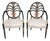 Late 20th Century Pair of Karges Hepplewhite Plum Arm Chairs Ebonized, Carved Hand Painted Leather Fabric For Sale