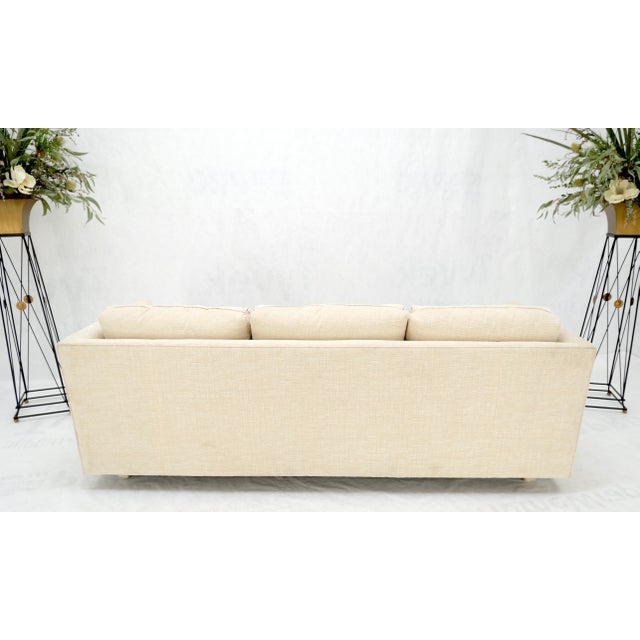 Textile Custom Design Mid-Century Modern Beige Upholstery Box Shape Sofa Mint! For Sale - Image 7 of 18