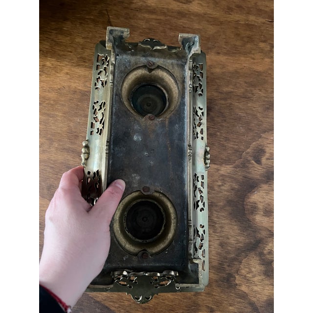Antique Brass Double Inkwell Stand For Sale - Image 15 of 18