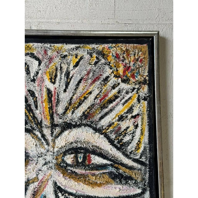 Original Abstract Expressionist Textured Framed Canvas Painting Vintage Mid-Century Modern For Sale - Image 4 of 9