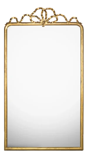 Large Antique Mirror with Bow Crest