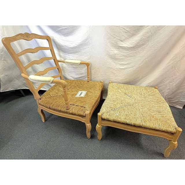 Kreiss Vintage Kreiss Collection Ladderback Lounge Chair With Ottoman For Sale - Image 4 of 16