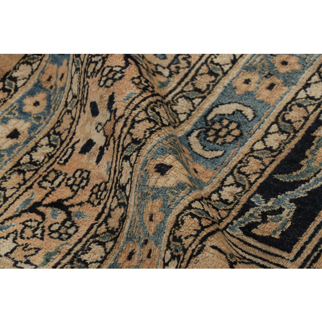Textile Antique Khorassan Persian Rug, Camel and Dark Blue Floral Patterns - Rug & Kilim For Sale - Image 7 of 8