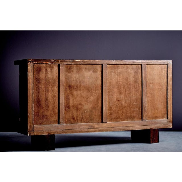 Wood Brutalist Credenza in Oak & Brass from Charles Dudouyt, France, 1940s For Sale - Image 7 of 17