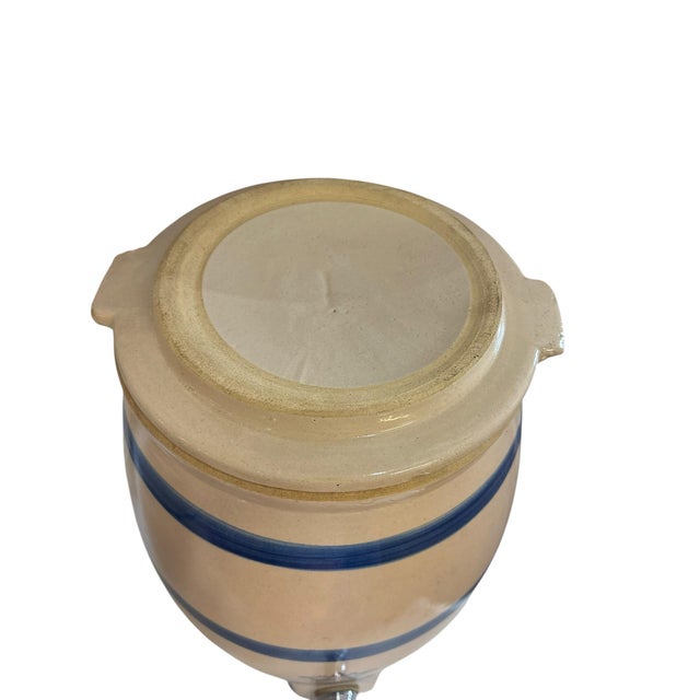 Robinson Ransbottom Pottery Co. Robinson Ransbottom 2 Gallon Blue Crown Stoneware Water Cooler With Spout For Sale - Image 4 of 6